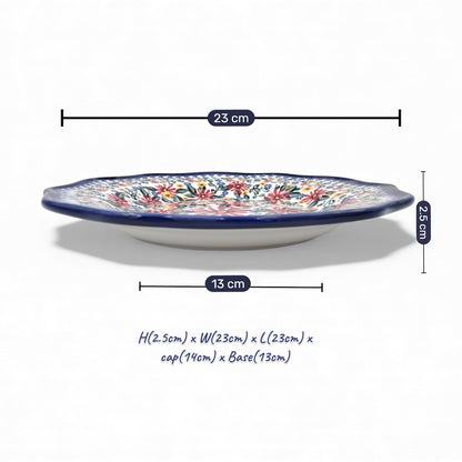 Hand-Painted Ceramic Breakfast Plate 23cm – Boleslawiec Floral Pattern – Stoneware – Microwave & Dishwasher Safe – Durable & Food-Safe Gift Plate