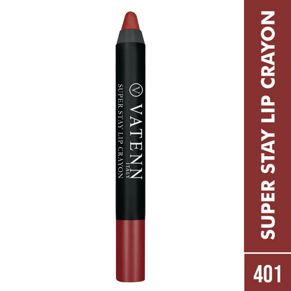 Vatenn Italy Super Stay Lip Crayon Lipstick 401 Kristen | Long Lasting Matte, Waterproof & Smudge-Proof Lip Color - Damoo