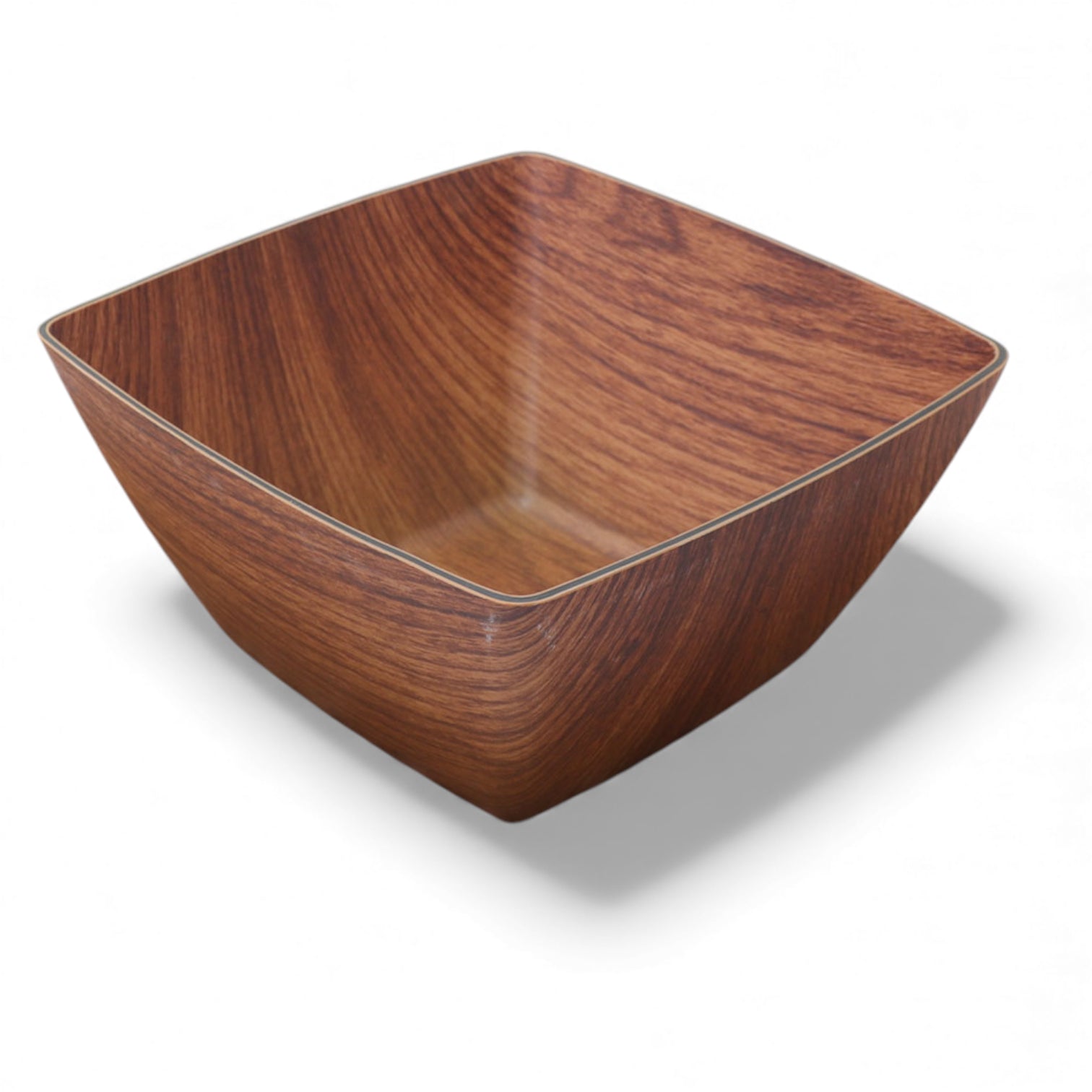 Evelin Square Bowl X-Large – Faux Wood Finish | 7 L Capacity | Durable, Food-Safe Polystyrene | Shatter-Resistant Serving Bowl