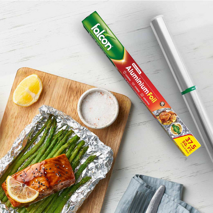 Falcon Heavy Duty Aluminium Foil Roll – Multi-Purpose Cooking, Wrapping & Food Storage (37.5 Sq.Ft | 7.74m x 45cm) - Damoo