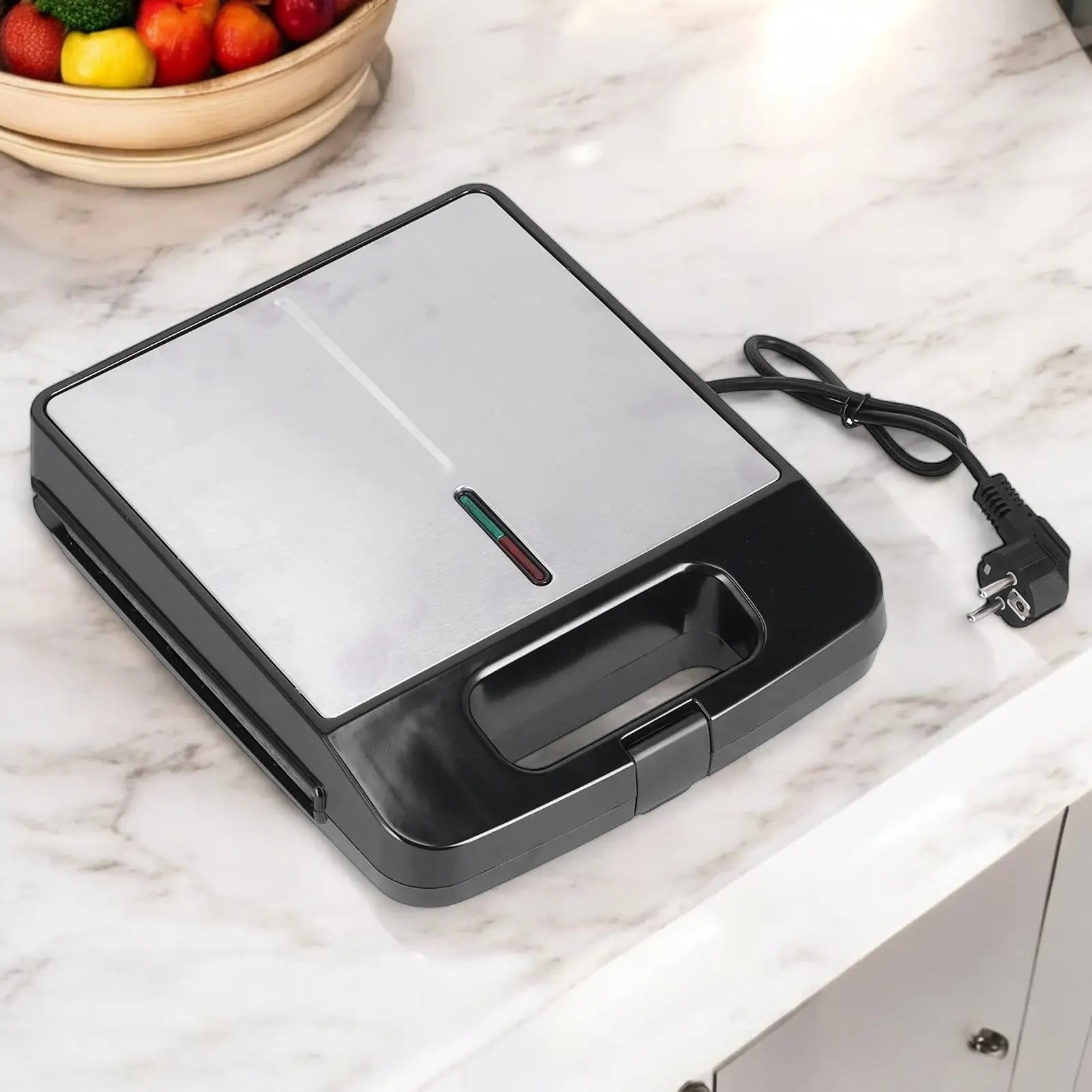 Geepas 4-Slice Sandwich and Waffle Maker with Non-Stick Plates, Adjustable Temperature, 1400W ,Power/Ready Indicator, Cool Touch Handle Overheat Protection – Compact Electric Grill Press - GST5391N - Damoo