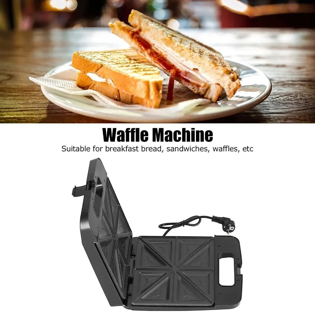 Geepas 4-Slice Sandwich and Waffle Maker with Non-Stick Plates, Adjustable Temperature, 1400W ,Power/Ready Indicator, Cool Touch Handle Overheat Protection – Compact Electric Grill Press - GST5391N - Damoo