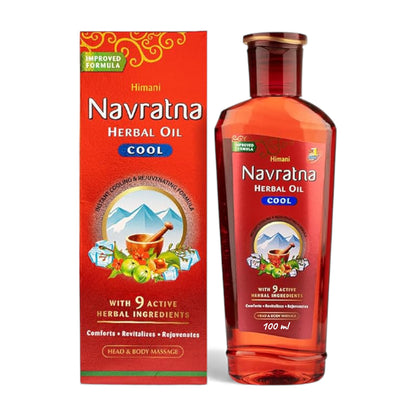 Himani Navratna Herbal Cool Oil – Head & Body Massage Oil with 9 Active Herbal Ingredients – Relieves Stress, Cooling Effect, Nourishes Hair & Skin – Available in 500ml, 200ml & 100ml - Damoo