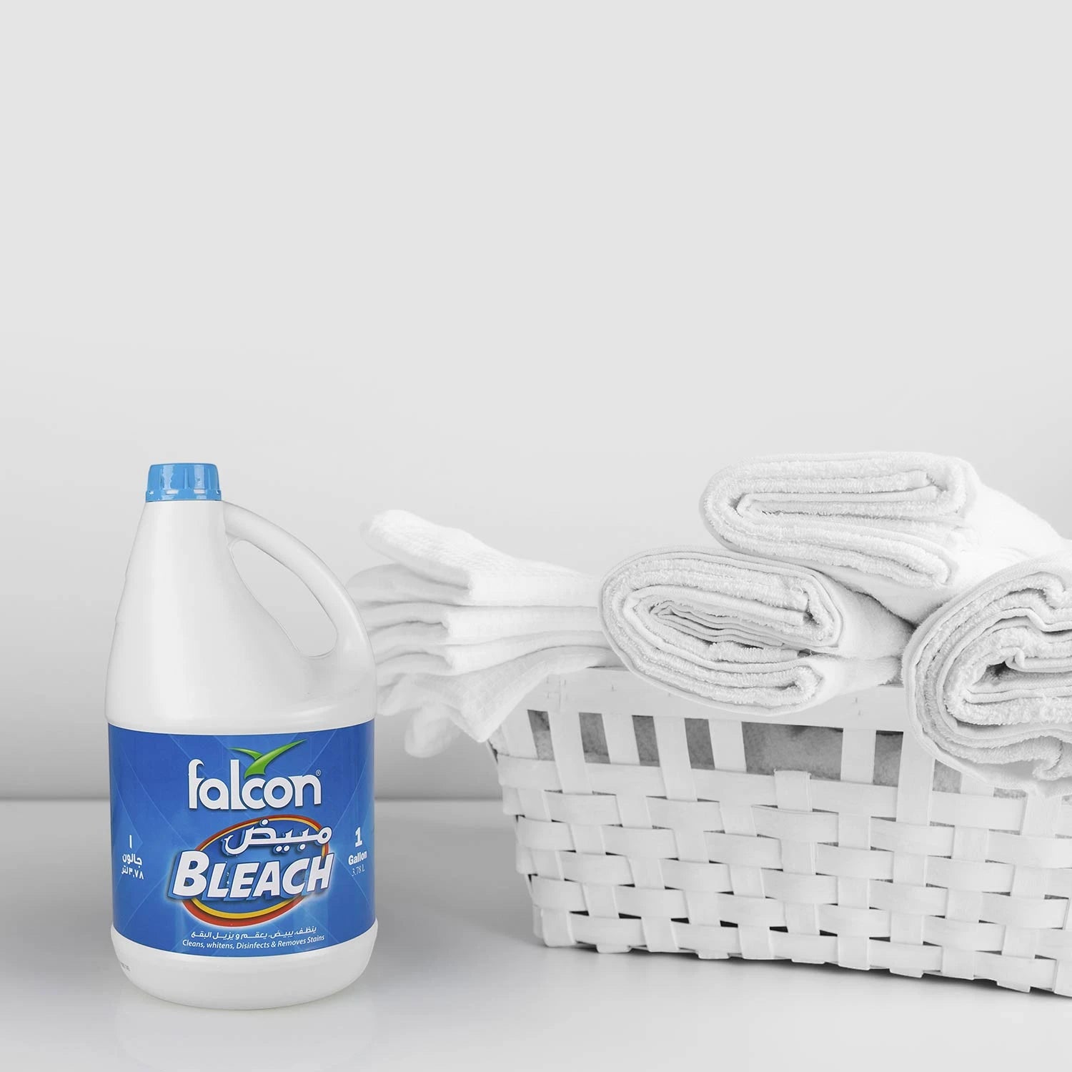 Falcon Bleach Liquid 1 Gallon (3.78L), Multi-Purpose Disinfectant & Stain Remover, Whitens Clothes, Kills Germs & Bacteria for Home, Schools & Laundry Use - Damoo