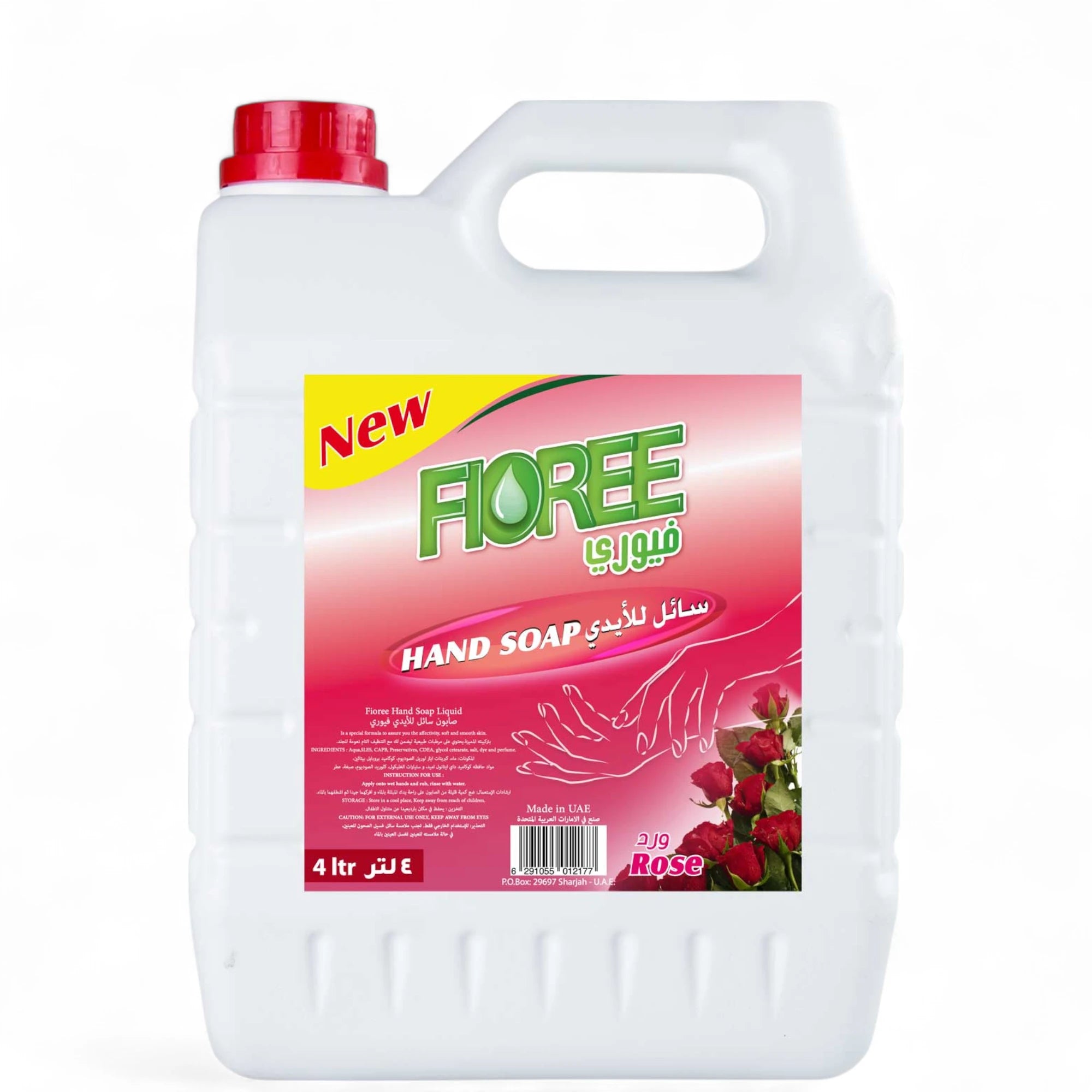 Fioree Rose Hand Wash Liquid Soap – 4L Refill | Antibacterial, Moisturizing Formula with Floral Scent | Bulk Size for Homes, Offices & Public Use - Damoo