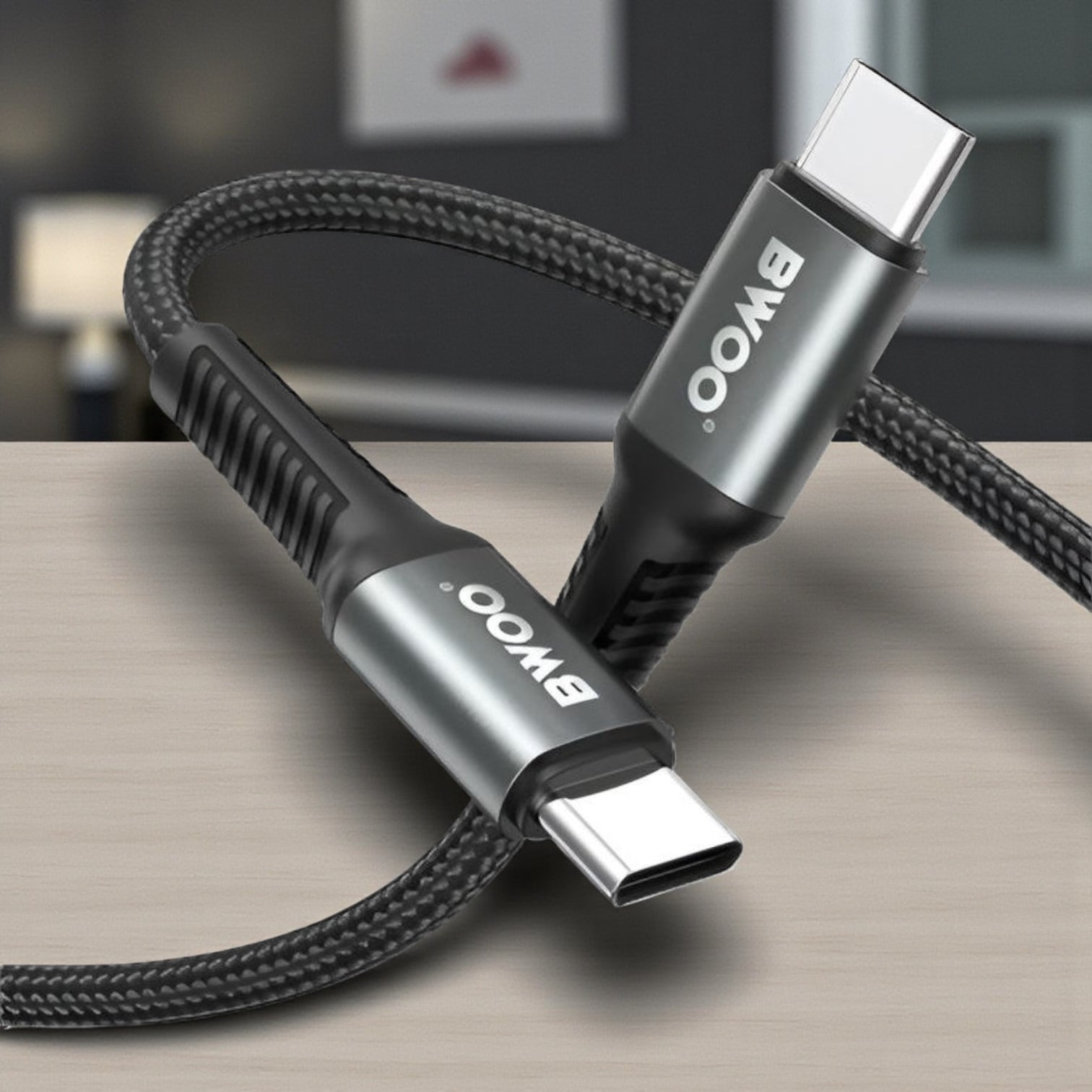 كابل شحن ونقل بيانات سريع من BWOO USB-A إلى Lightning بطول 2 متر - نايلون مضفر 2.4 أمبير عالي السرعة مع موصلات من سبائك الألومنيوم لأجهزة iPhone وiPad - أسود (BO-X288L-2M)