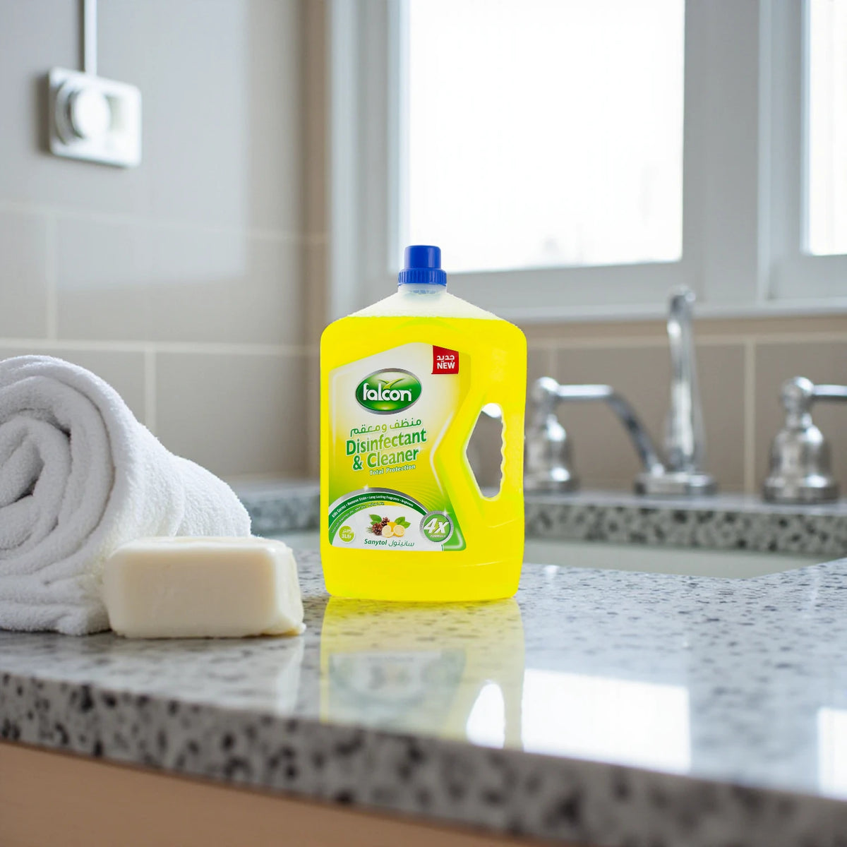 Falcon Disinfectant & Cleaner Sanitol – Multi-Purpose Germ Killer, Odor Eliminator & Fresh Scent – 3 Litres (Pack of 4) - Damoo