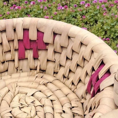 Handwoven Natural Rattan Flower Basket with Handle – Handmade Eco-Friendly Decorative Storage & Gift Basket (22H × 21L × 17W CM) - Damoo