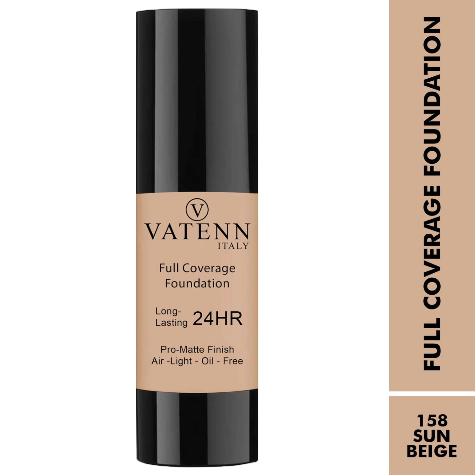 Vatenn Italy Full Coverage Foundation – Shade #158 Sun Beige. Lightweight, long-lasting, flawless finish foundation available in matte, dewy & natural finishes. - Damoo
