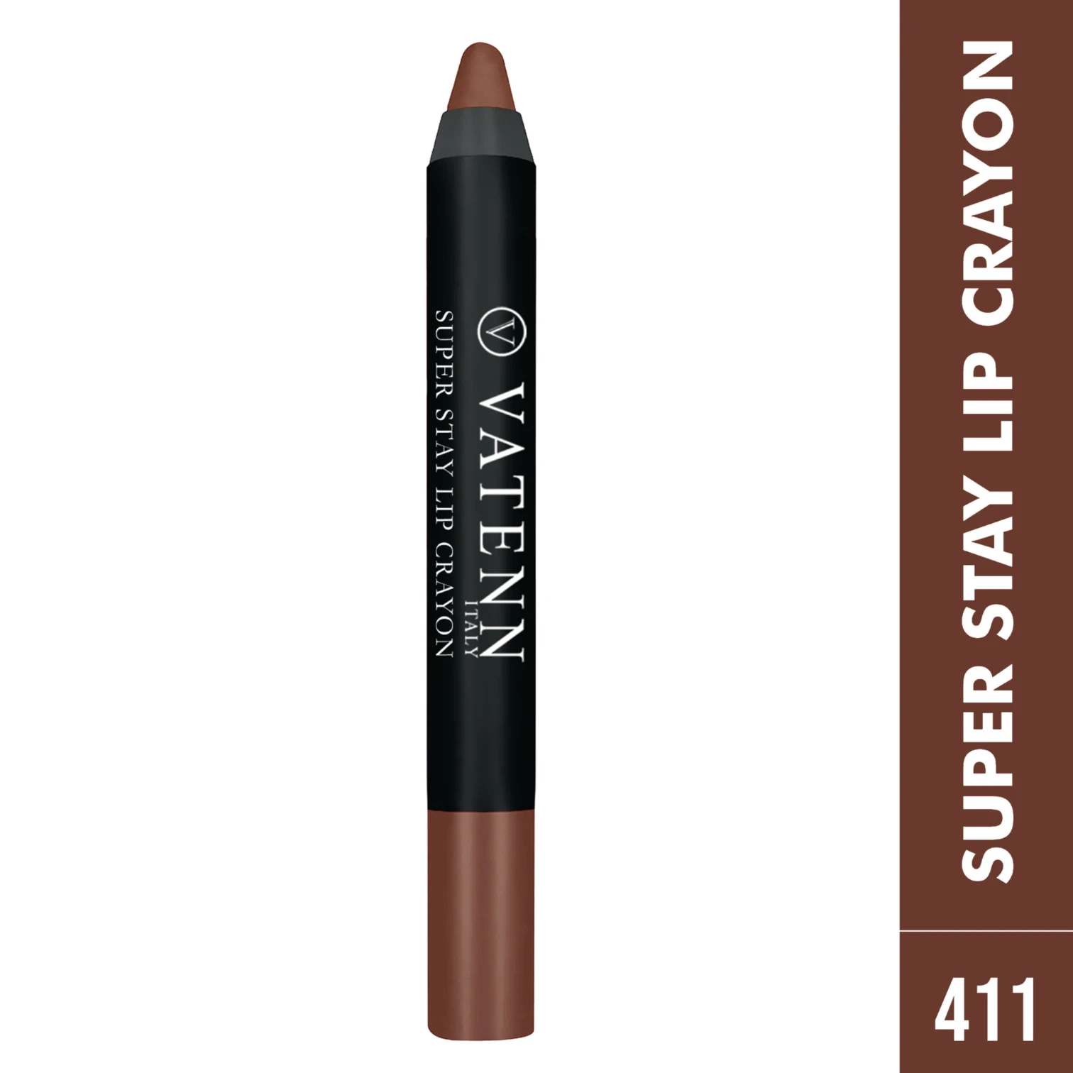 Vatenn Italy Super Stay Lip Crayon Lipstick – Shade 411 ELLE, Long-Lasting Matte Cream Finish, Non-Drying Hydrating Formula with Honey Nectar - Damoo
