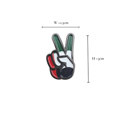 UAE Flag Victory Hand Magnetic Pin – Peace Sign Enamel Lapel Badge | 3cm x 1.5cm National Day Patriotic Accessory - Damoo