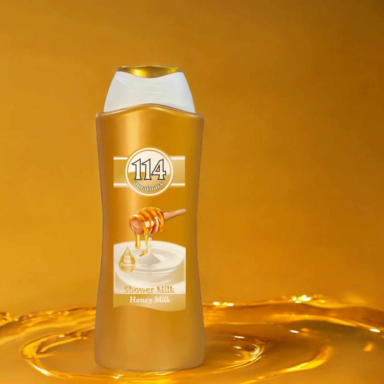 114 Amatoury Bain Douche Honey Milk Shower Gel, 650ml | Nourishing Body Wash with Honey & Milk Proteins for Deep Hydration - Damoo