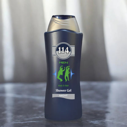 114 Amatoury Men’s Night Dual-Action Shower Gel for Body & Hair – 650ML | Paraben-Free | Woody Scent with Amber & Musk | Long-Lasting Fragrance & Rich Foam - Damoo