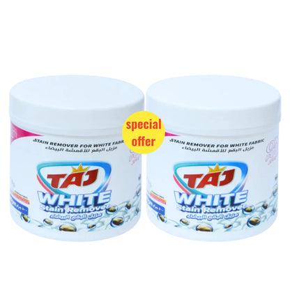 Taj White Stain Remover for White Fabric 500g x 2 – Powerful Whitening & Stain Removal Powder | Special Offer Pack - Damoo