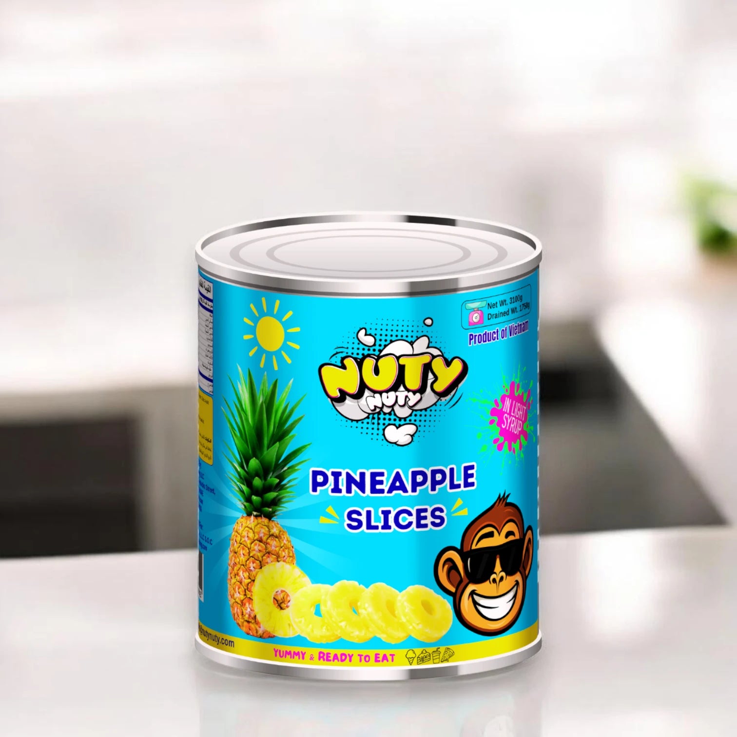 Nuty Pineapple Slices in Light Syrup 3100g, Canned Sweet Pineapple Rings for Desserts, Baking, Juices & Snacking - Damoo