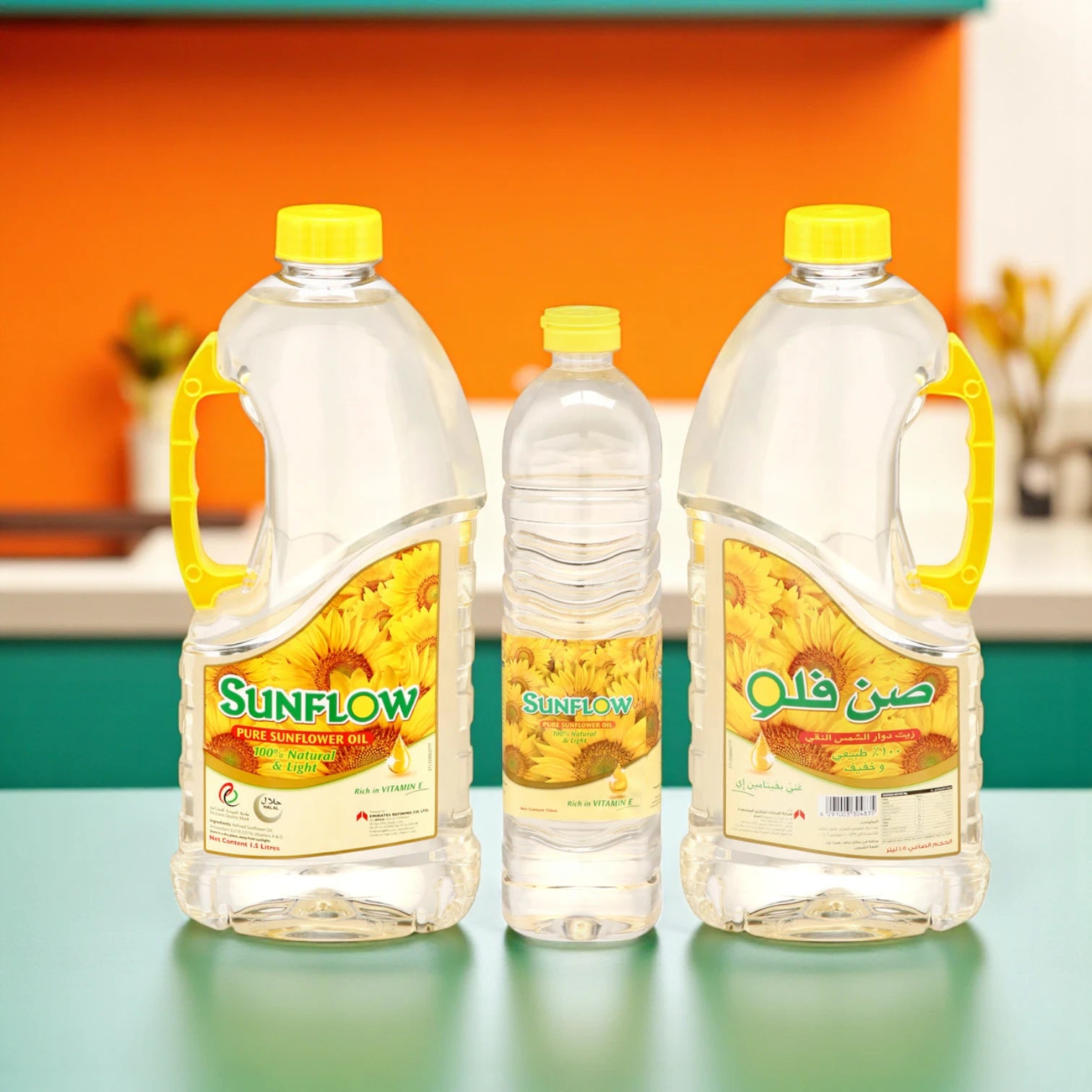 Sunflow Sunflower Oil 2 x 1.5L + 750ml – Value Pack | Light & Odourless | Rich in Vitamin E | Cholesterol-Free Cooking Oil - Damoo