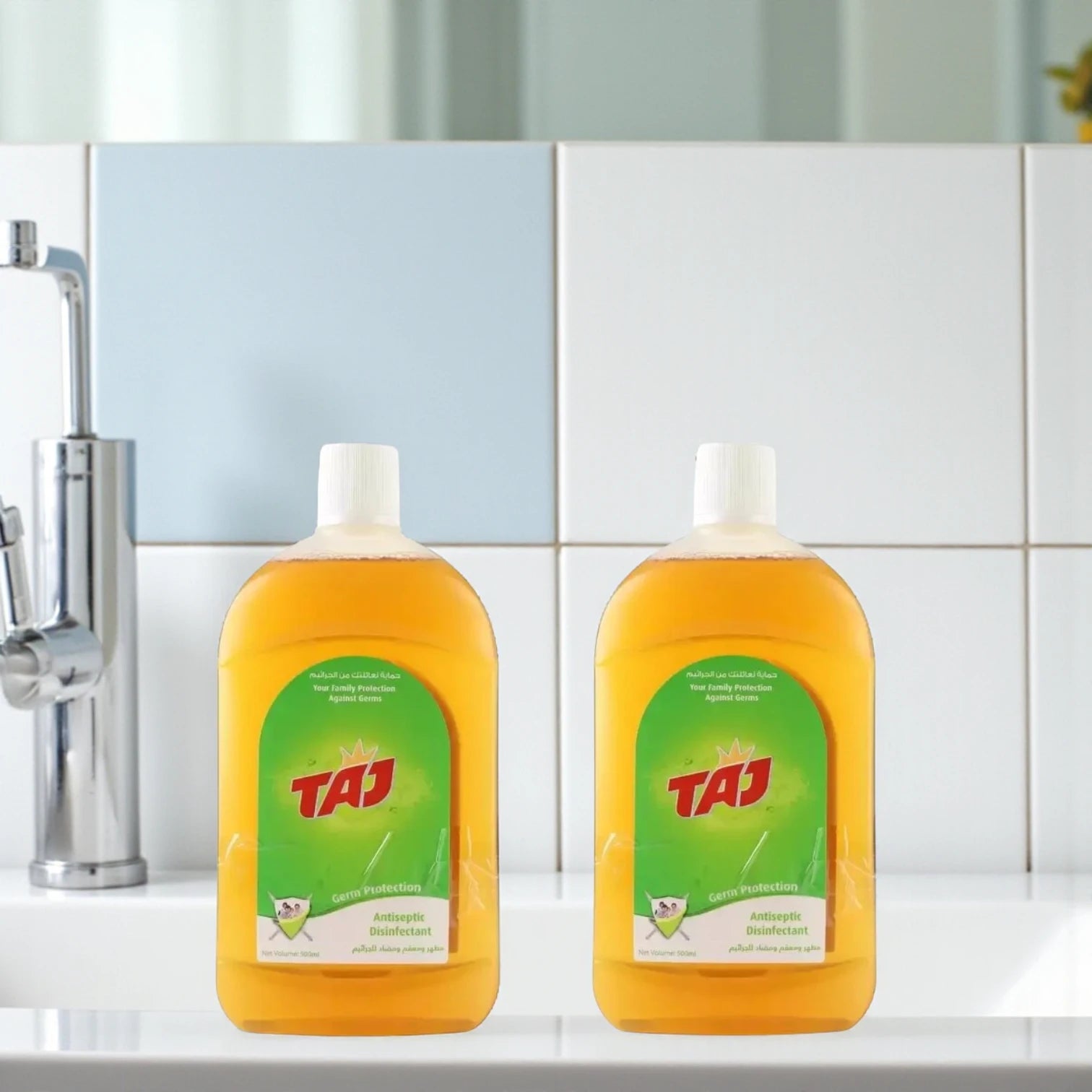 Taj Antiseptic Disinfectant Liquid 500ml x 2 – Germ Protection for Home & Family - Damoo