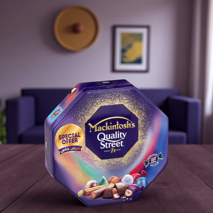Mackintosh’s Quality Street Assorted Chocolates – 375g Tin (Special Offer Edition), Classic Purple Glow Box - Damoo