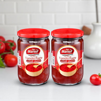 Marouf Tomato Paste 2 x 660g | Premium Quality Double Pack | Rich & Thick Natural Tomato Concentrate | No Preservatives | Ideal for Cooking, Sauces, and Middle Eastern Recipes | Syrian Product - Damoo