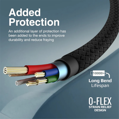 Promate High Tensile Strength Lightning Data & Charge Cable for Apple Devices – 1M Extra-Durable Nylon Braided USB to Lightning Cable with O-Flex Strain Relief | Ultra-Flexible Design | 10,000+ Bend Lifespan | Fast Charging & High-Speed Data Sync