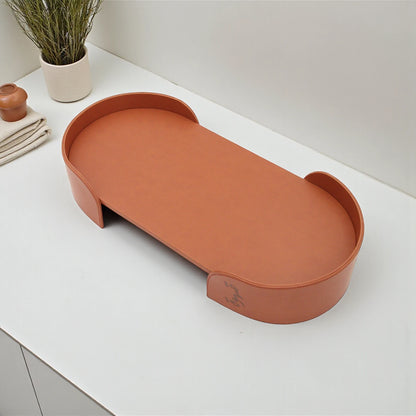 Damoo Luxury Leather Oval Tray – Elegant Coffee Serving Tray | Stylish Oval Shape for Home, Office & Gifting - Damoo