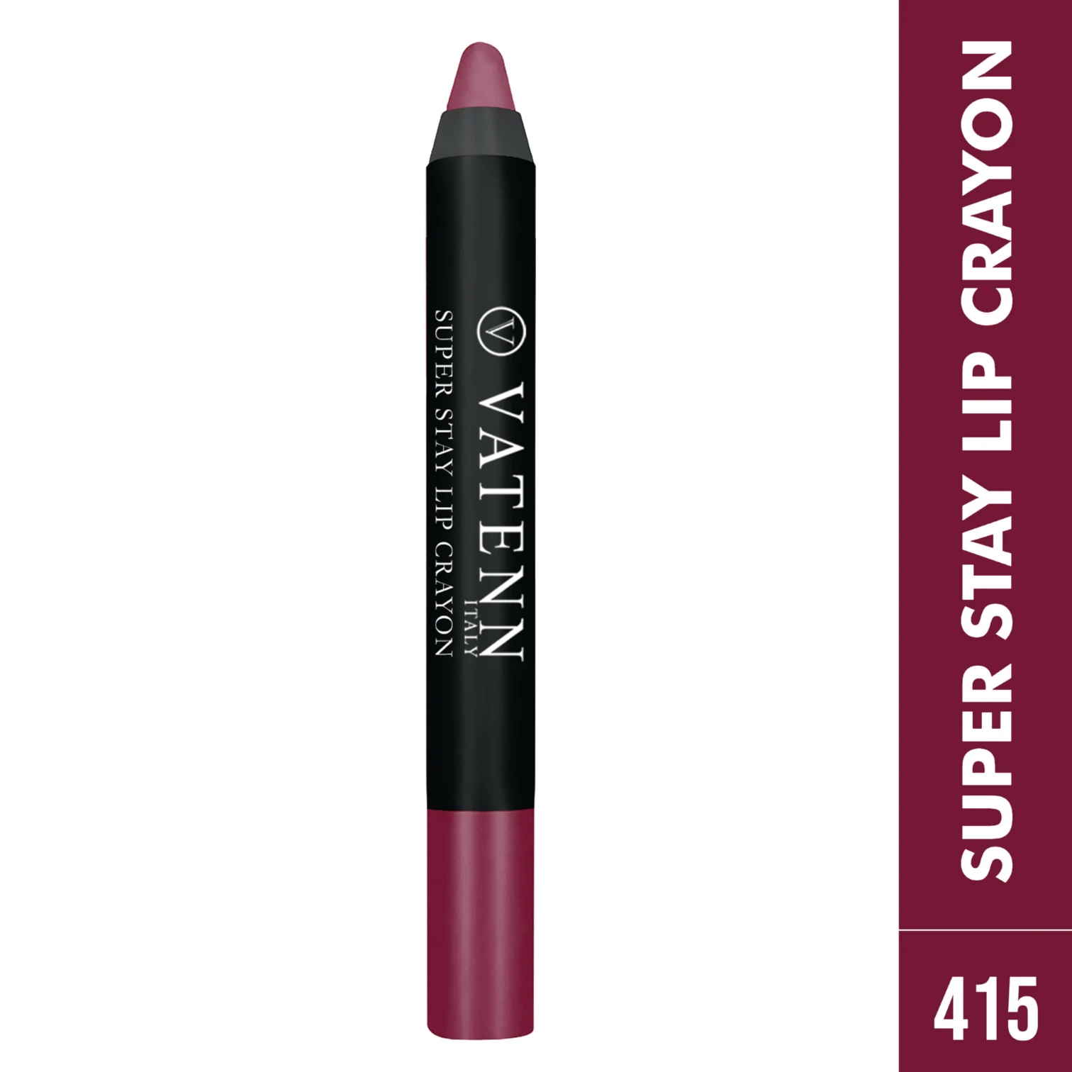 Vatenn Italy Super Stay Lip Crayon Lipstick – Shade 415 TRUE LOVE, Long-Lasting Matte Cream Finish, Non-Drying Hydrating Formula with Honey Nectar - Damoo