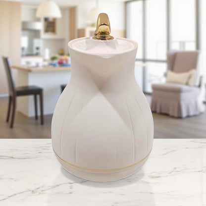 Ansa Premium Cream Thermos Flask with Gold Handle – Elegant Insulated Vacuum Jug for Hot & Cold Drinks - Damoo