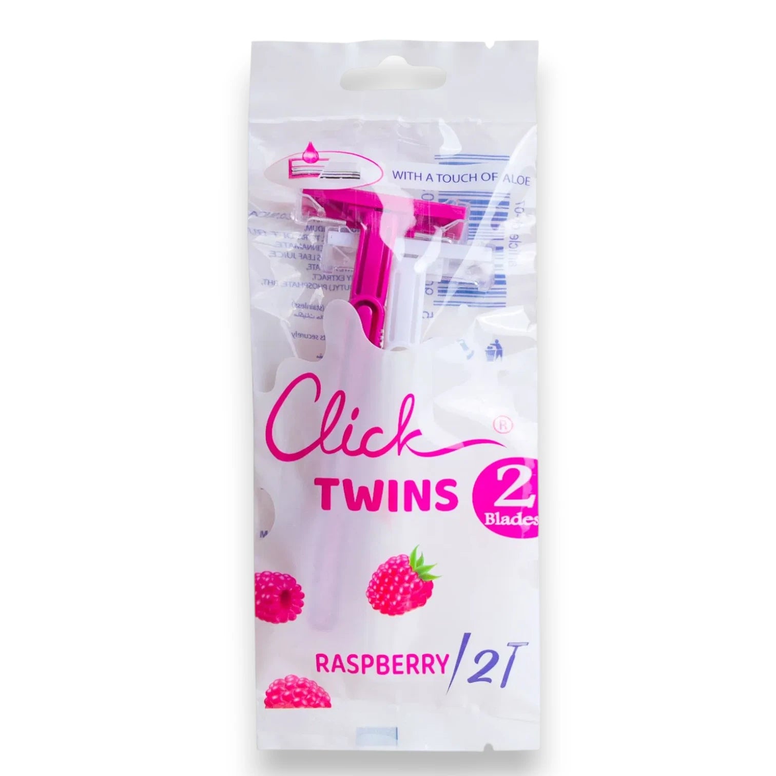 Click Twins Raspberry Razor – 2 Blade Disposable Women’s Razor with Al