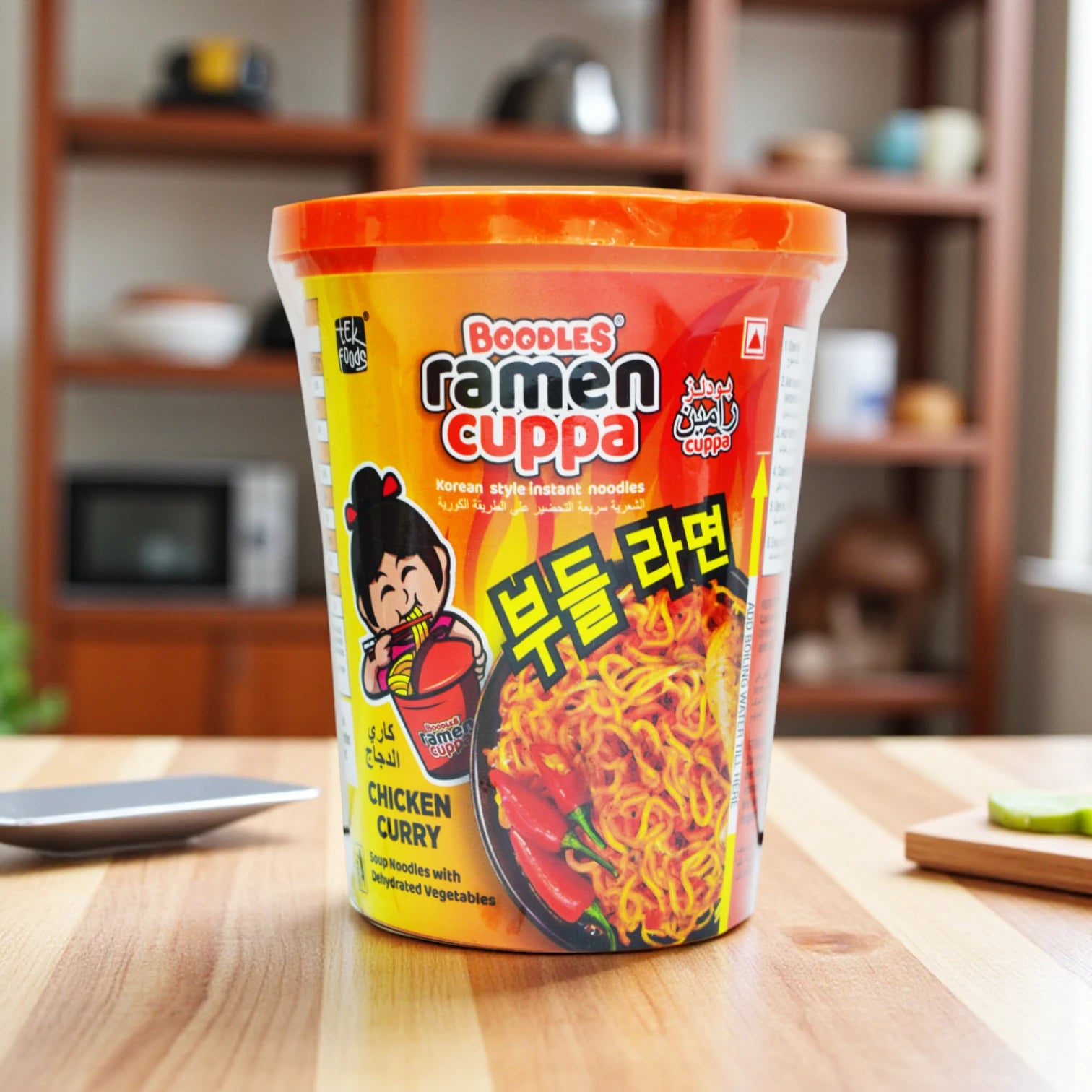 Boodles Ramen Cuppa Noodles – 3 Pack (2x Chicken Curry, 1x Hot & Spicy) | Instant Asian Ramen Cup | Bold Flavours | Ready in Minutes | 70g Each - Damoo