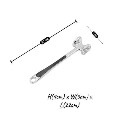 Premium Stainless Steel Double-Sided Meat Tenderizer Hammer with Ergonomic Non-Slip Handle – Heavy Duty Meat Mallet for Beef, Chicken, Steak & Poultry Preparation (4H x 5W x 22L CM) - Damoo