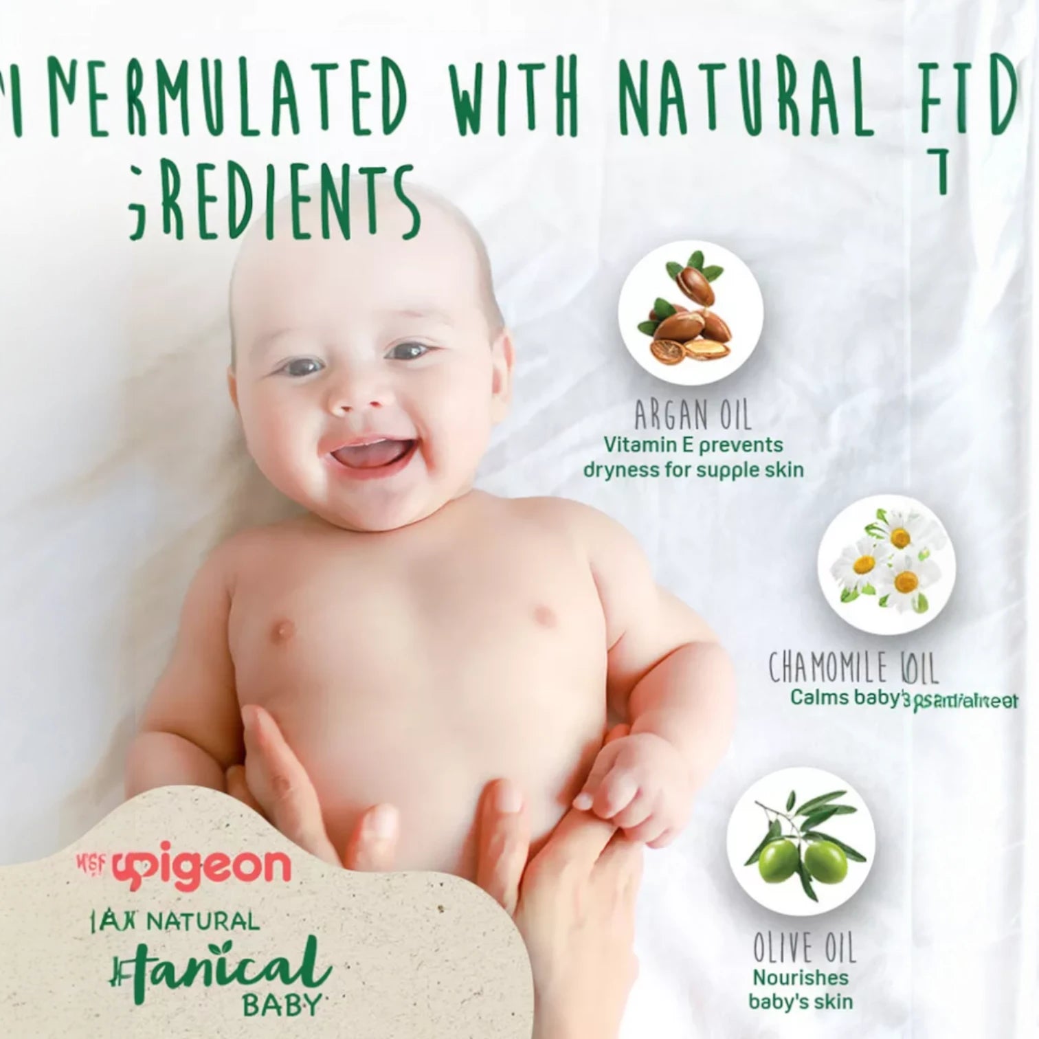 Pigeon Natural Botanical Baby Milky Lotion 200ml – With Olive Oil, Argan Oil & Chamomile | Paraben-Free, Gentle Moisturizer for Newborns - Damoo