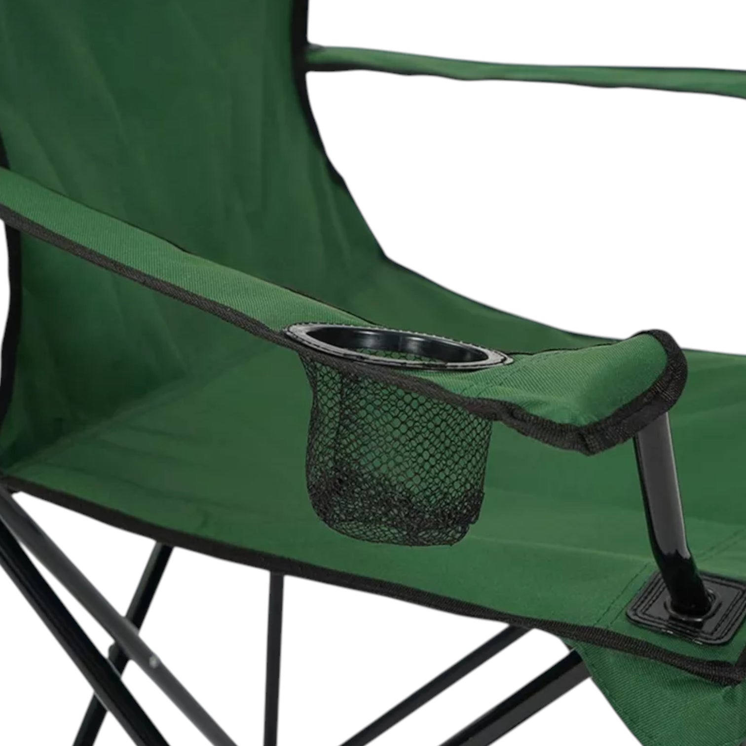 Foldable Camping Chair with Cup Holder – Portable Outdoor Folding Seat with Armrests – Heavy-Duty Steel Frame and Durable Oxford Fabric – Compact and Lightweight Chair for Camping, Picnic, Beach, Garden & Travel – Green - Damoo