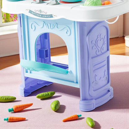 Shuang Qi Le Play House Kitchen Set  | 34PCS Castle Style Pretend Play Cooking Toy with Water Function, Lights & Music | Kids Role Play Kitchen Playset 3+