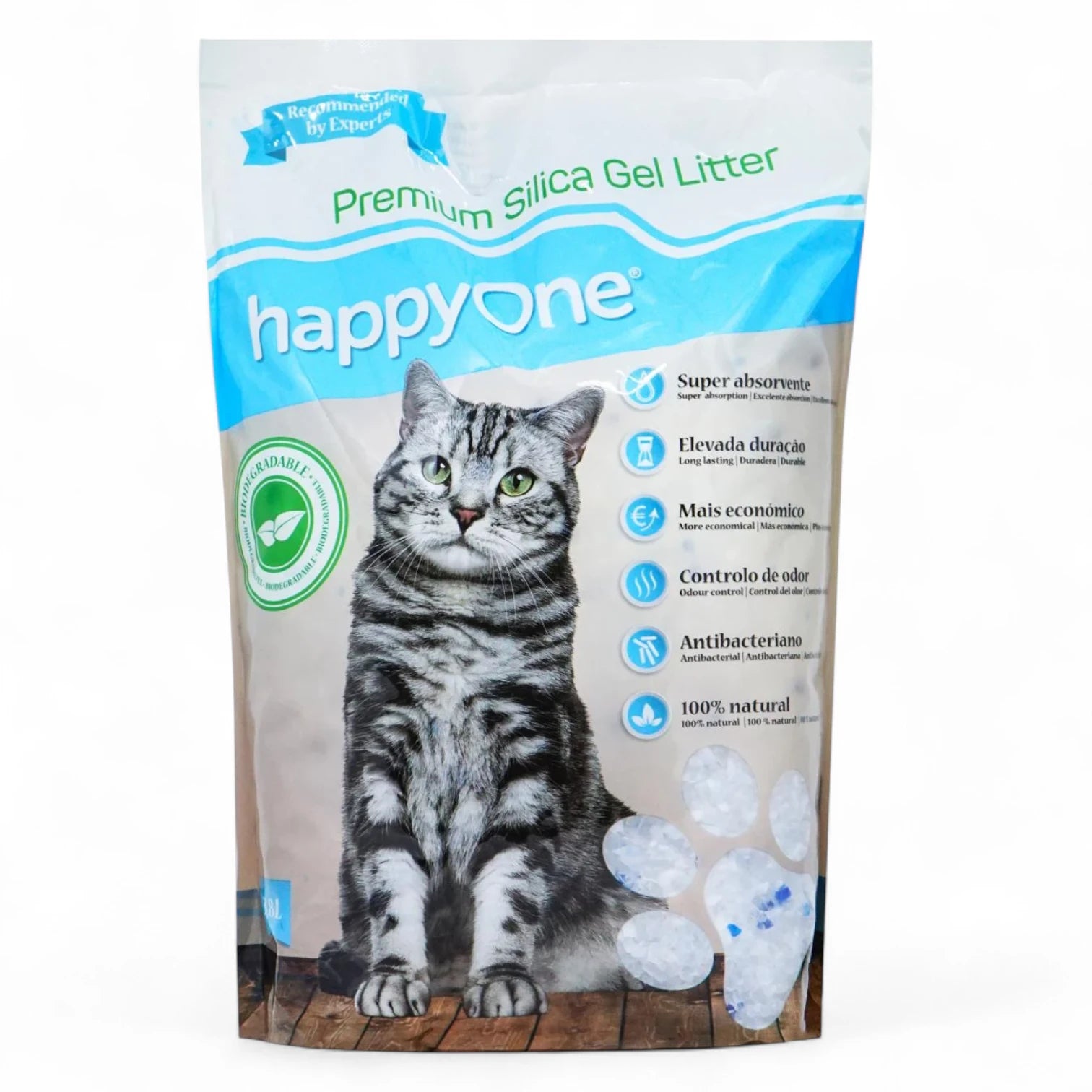 HappyOne Premium Silica Gel Cat Litter – 3.8L | Ultra Absorbent, Antibacterial, Long-Lasting & Odor Control | Hygienic Crystal Cat Litter - Damoo