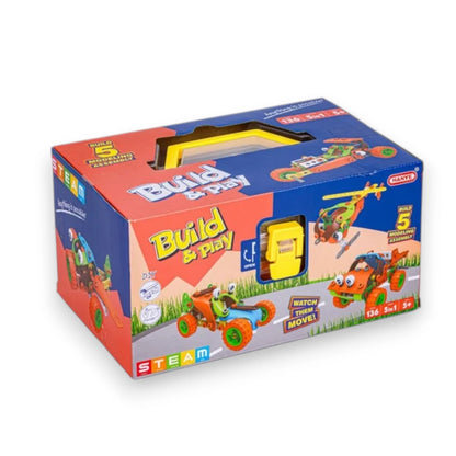 Kids STEM Build & Play Construction Set – 5 in 1 Model Assembly Toy with 136 Pieces, DIY Building Kit for Children Age 5+ - Damoo