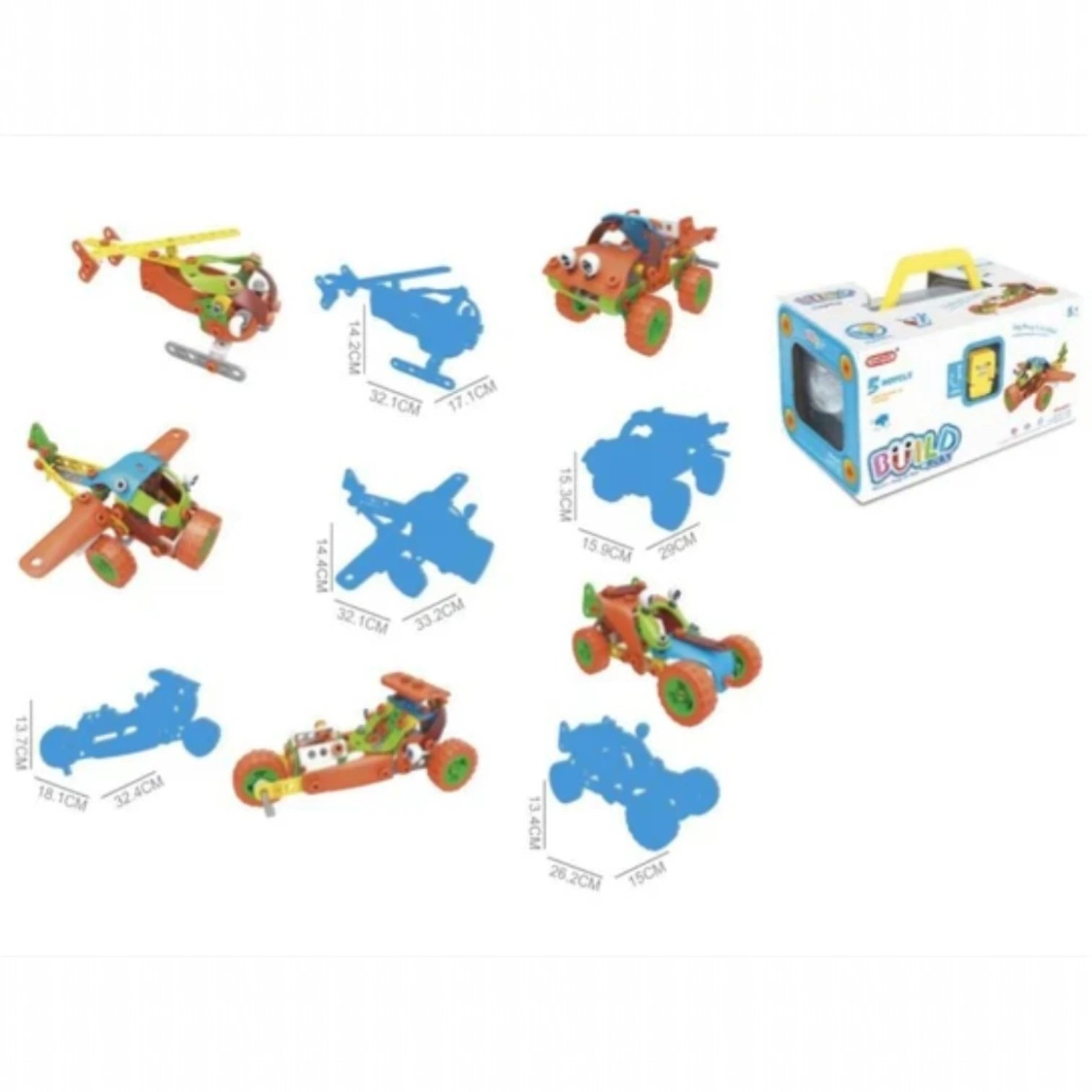 Kids STEM Build & Play Construction Set – 5 in 1 Model Assembly Toy with 136 Pieces, DIY Building Kit for Children Age 5+ - Damoo