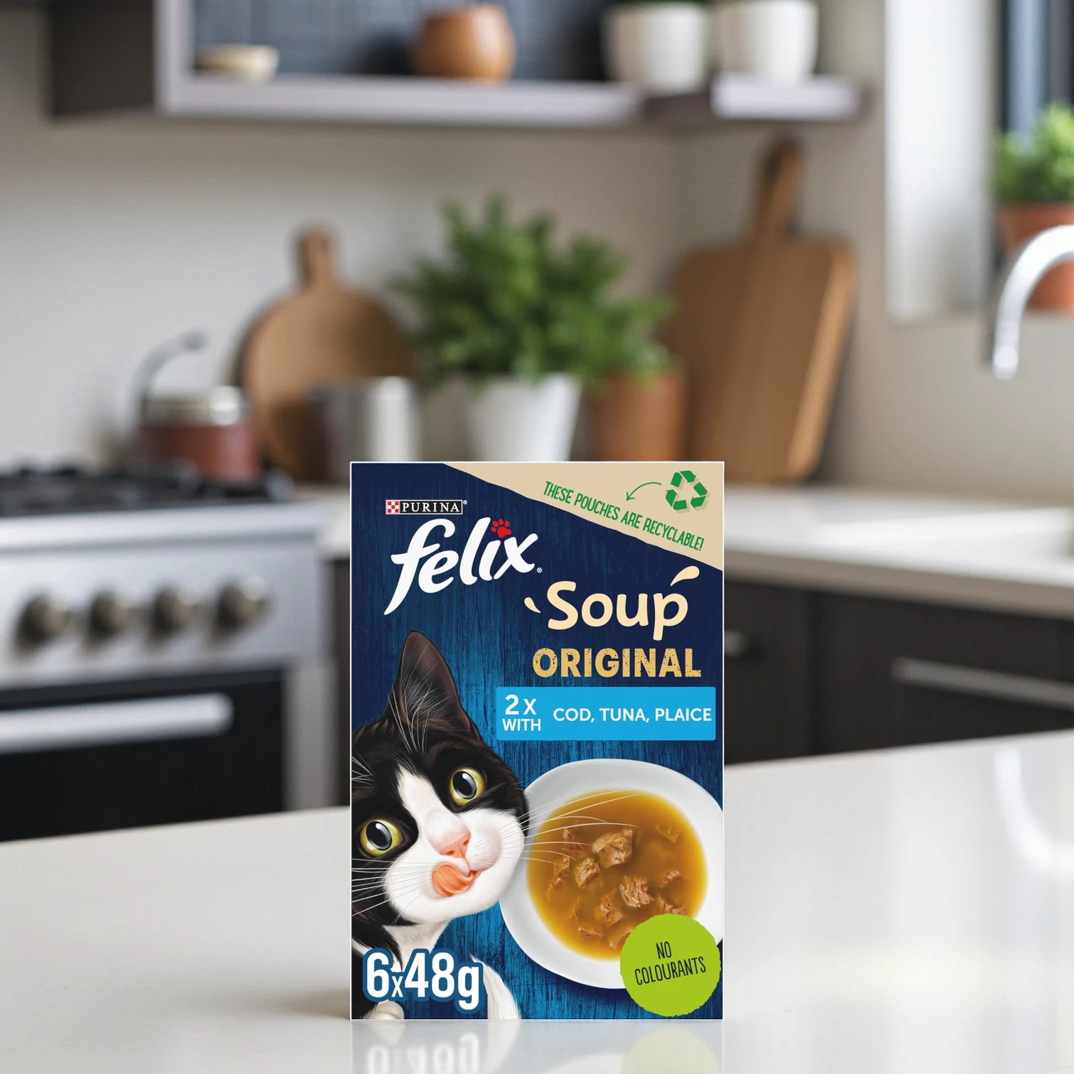 Purina Felix Soup Cat Wet Food – Fish Selection 48g, Pack of 6 | Nutritious & Delicious Wet Cat Food - Damoo