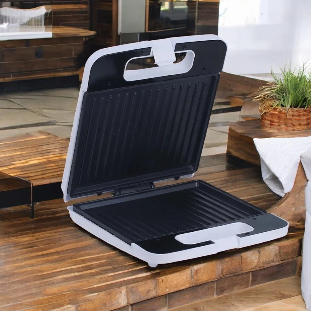 Sonashi 4-Slice Electric Sandwich Grill Maker with Non-Stick Grill Plates, Cool Touch Handle, Overheat Protection & Handle Lock System – 1400W White Panini Press for Toast, Grilled Sandwiches & Snacks SGT-842 - Damoo