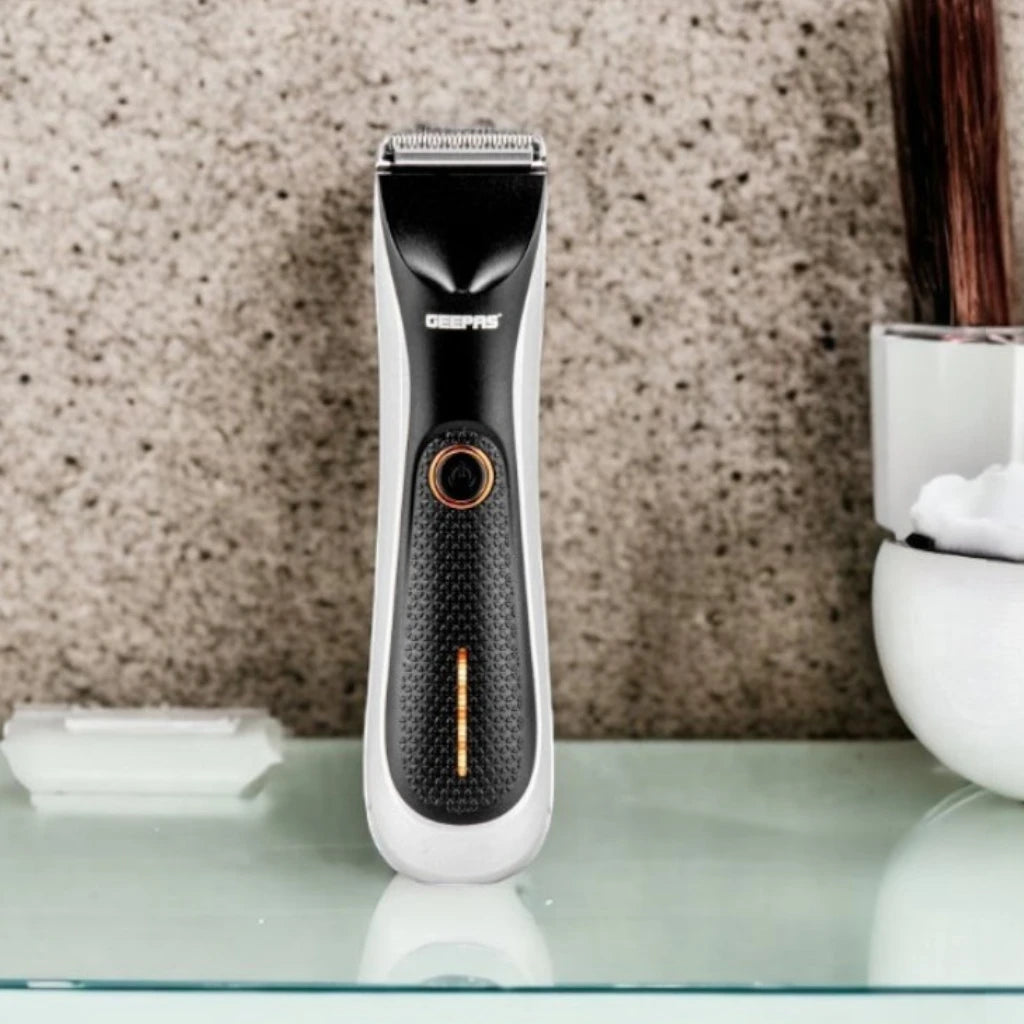 Geepas Professional Beard Trimmer for Men – Waterproof IPX5 Design, Dual Turbo Speed, LED Indicator & Light, Rechargeable 600mAh Battery, Stainless Steel Blades, Cordless Grooming Kit with Guide Combs – GTR56024N - Damoo