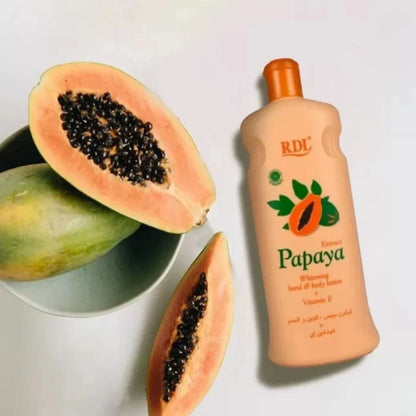 RDL Papaya Extract Whitening Hand & Body Lotion with Vitamin E – Brightening, Moisturizing & Anti-Aging Daily Skincare for Soft, Radiant Skin, 600ml - Damoo