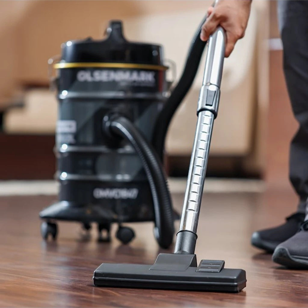 Olsenmark 2400W Powerful Wet & Dry Drum Vacuum Cleaner with 21L Extra-Large Dust Bag, Strong Suction & Blower Function, Anti-Rust Metal Body, Flexible Hose with Airflow Control, Low Noise Operation - OMVC1847 - Damoo