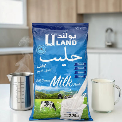 U Land Full Cream Milk Powder 2.25kg – Instant Milk Powder with Calcium, Protein, Vitamins A & D – Rich Creamy Taste for Daily Use - Damoo