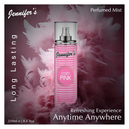 Jennifer's Cozy Pink Perfumed Mist 250ml | Long-Lasting Refreshing Body Spray for Women | Travel-Friendly Daily Fragrance Mist - Damoo