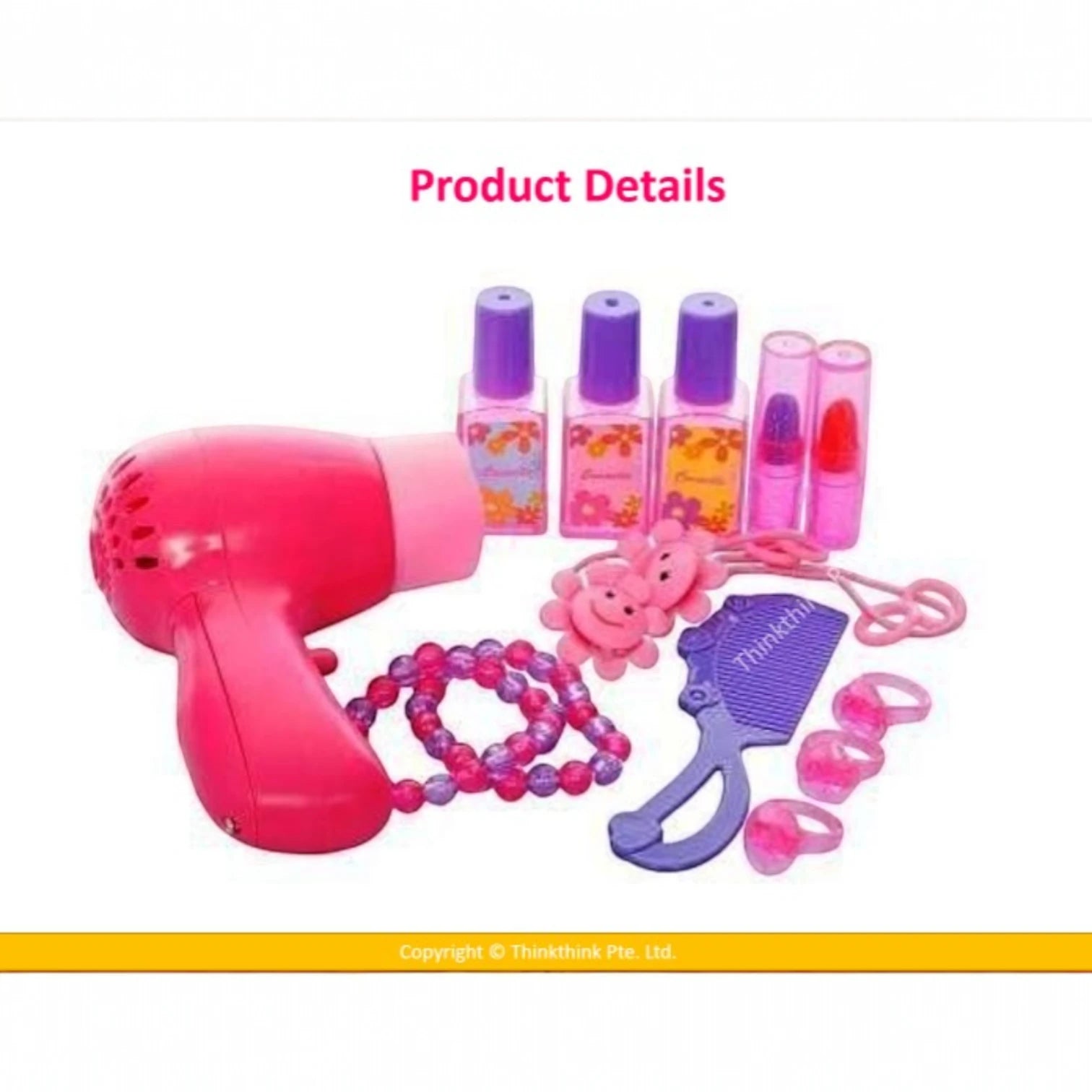 Princess Dressing Table Play Set with Chair, Mirror, Hair Dryer & Cosmetic Accessories – Battery Operated Light & Sound Effects | Interactive Pretend Play Toy for Kids
