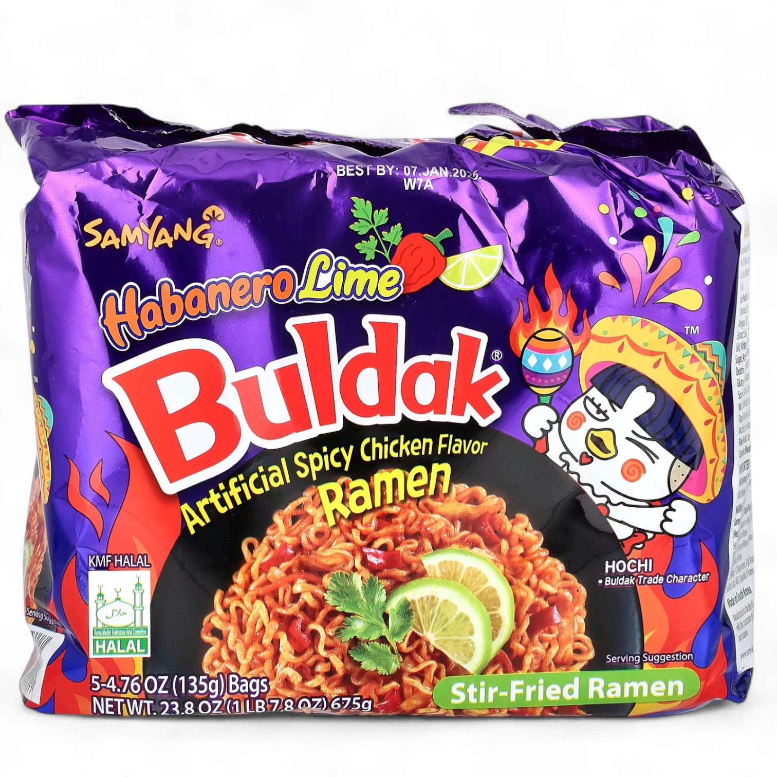 Samyang Buldak Habanero Lime Hot Chicken Flavor Ramen – 135g | Spicy Korean Stir-Fried Noodles | Tangy & Fiery | Instant Noodles for Taki Lovers - Damoo
