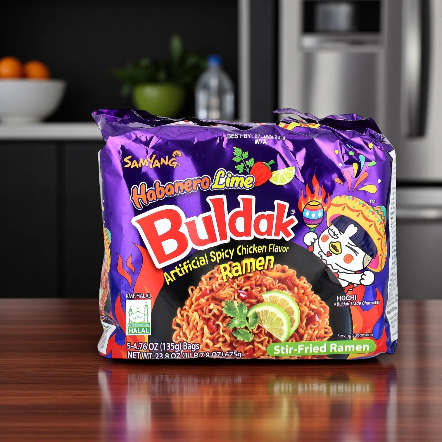 Samyang Buldak Habanero Lime Hot Chicken Flavor Ramen – 135g | Spicy Korean Stir-Fried Noodles | Tangy & Fiery | Instant Noodles for Taki Lovers - Damoo