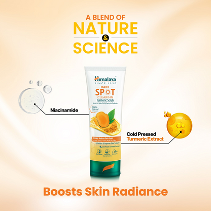 Himalaya Dark Spot Clearing Turmeric Scrub – Exfoliates Dead Skin, Reduces Dark Spots & Boosts Radiance with Turmeric, Licorice & Niacinamide (75ml) - Damoo