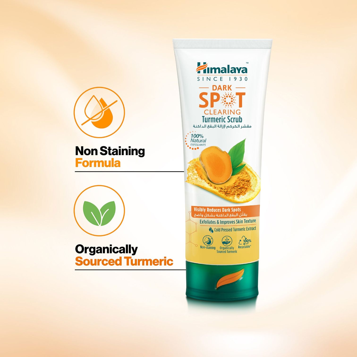 Himalaya Dark Spot Clearing Turmeric Scrub – Exfoliates Dead Skin, Reduces Dark Spots & Boosts Radiance with Turmeric, Licorice & Niacinamide (75ml) - Damoo