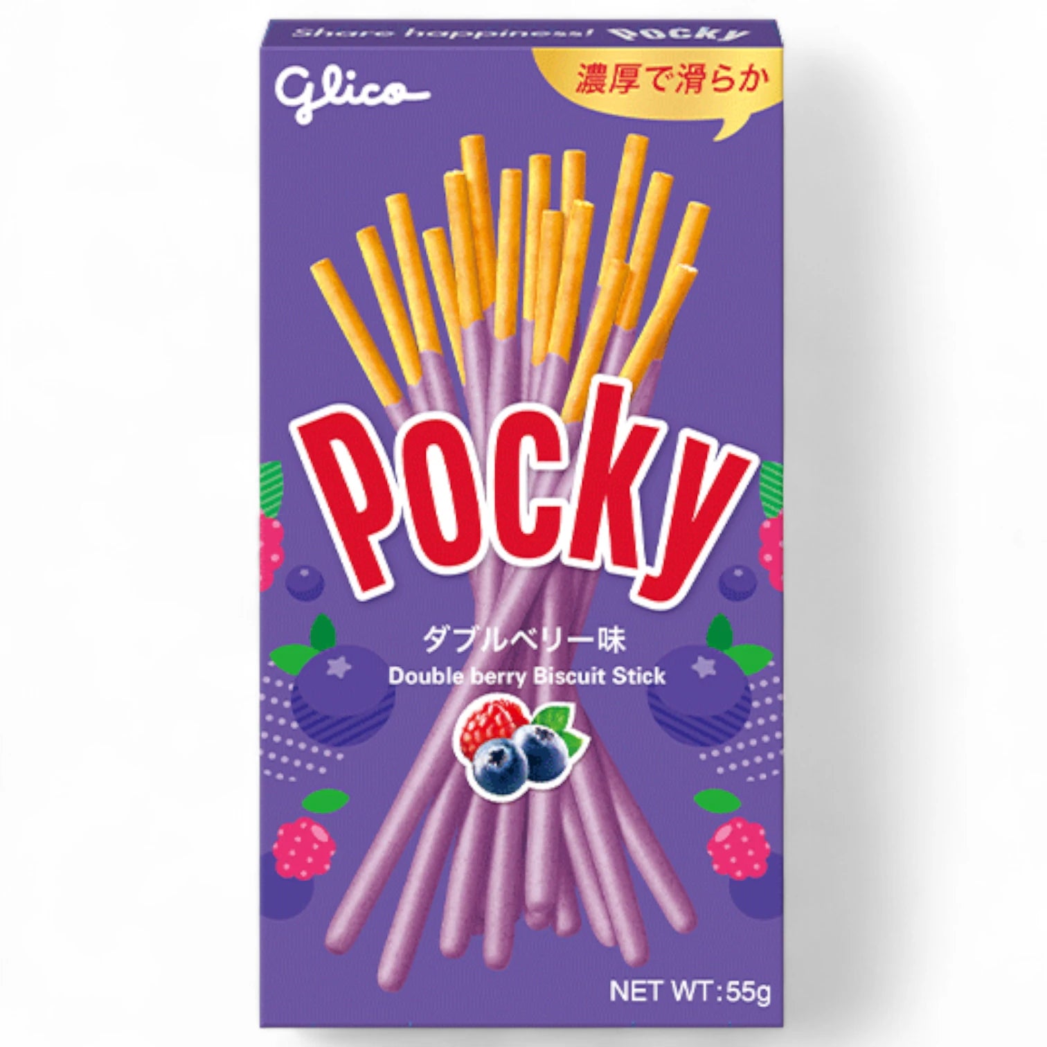 Glico Pocky Blueberry Raspberry Cream Covered Biscuit Sticks – 55g | Fruity Flavored Snack Sticks | Sweet & Crunchy Treat – Single Pack - Damoo