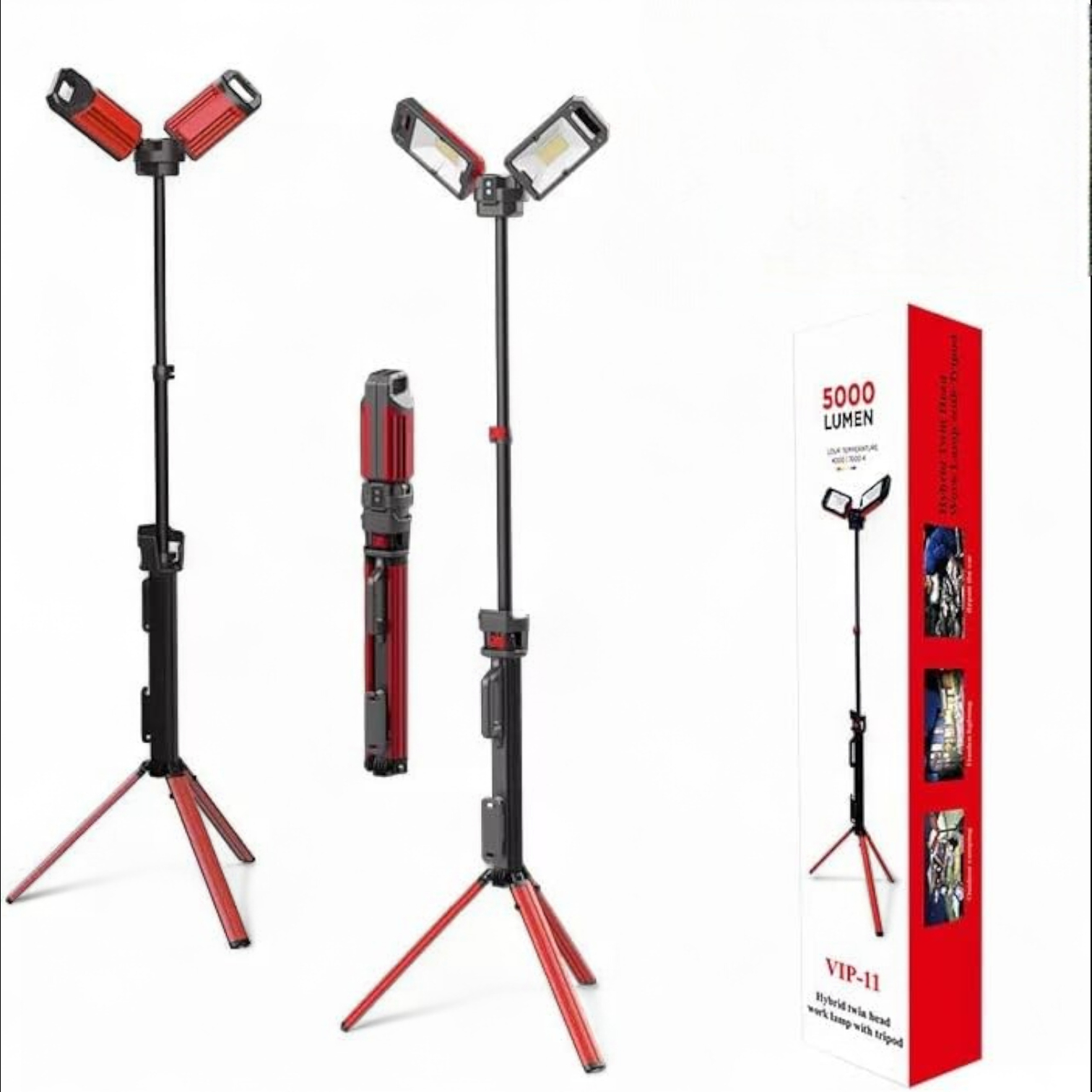 TOBY Portable Camping LED Light VIP-11 | 5000 Lumens Folding Rechargeable Emergency Lamp with Remote Control & 3.5m Adjustable Height - Damoo